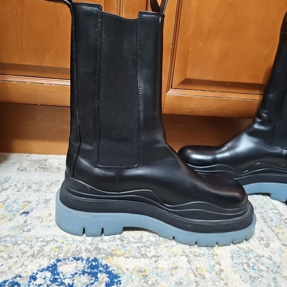 Leather Tire Black Transparent Chunky Boot Size 39 - Picture 7 of 14